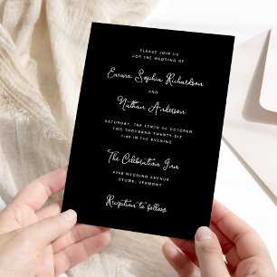 Invitación Dulce negro y caprichoso   Boda simple