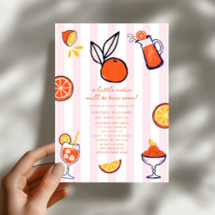 Invitación Dulce Nena Naranja Fruta Doodle Niña Baby Shower