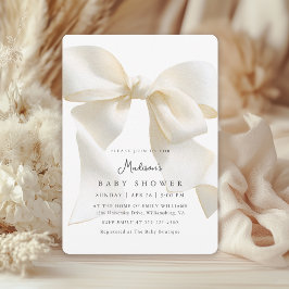Invitación Dulce Neutral Marfil Coqueta Lazo Baby Shower