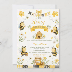Invitación Dulce niña abeja de miel Baby Shower Daisy Floral