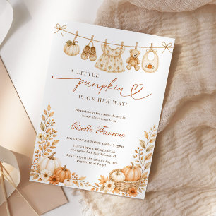 Invitación Dulce Niña Calabacita Baño de Bebé Otoño