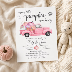 Invitación Dulce Niña Calabaza Rosa Baby Shower