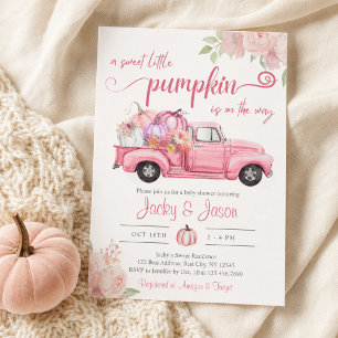 Invitación Dulce Niña Calabaza Rosa Baby Shower