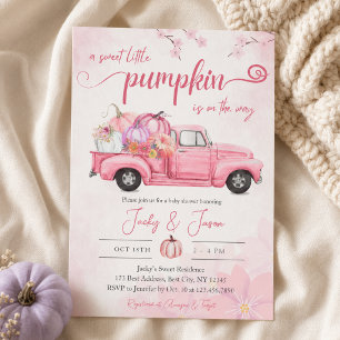 Invitación Dulce Niña Calabaza Rosa Baby Shower