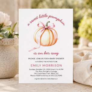 Invitación Dulce Niña Calabaza Rosa Cumpleaños Baby Shower