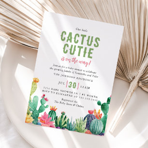 Invitación Dulce Niña de Cactus del Desierto Cumple de Bebé