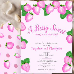 Invitación Dulce Niña de Fresa Rosa Cumpleaños Baby Shower