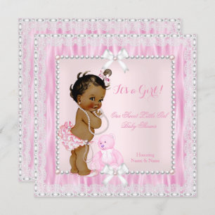 Invitación Dulce niña pequeña Baby Shower Perlas de la etnia