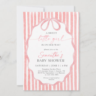 Invitación Dulce Niña Pequeña Rosa Coqueta Cumpleaños Baby Sh