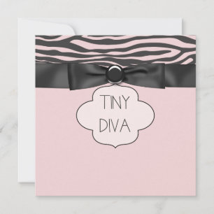 Invitación Dulce niña Pink Zebra Tiny Diva Baby Shower