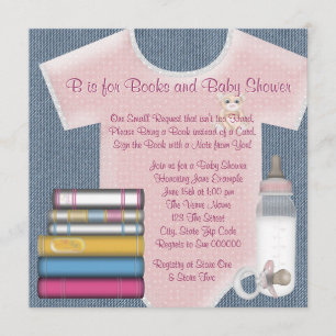 Invitación Dulce niña trae un libro para baby shower