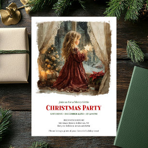 Invitación Dulce niña victoriana esperando a Santa editable
