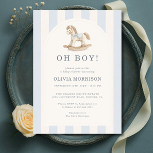 Invitación Dulce Niño Azul Caballo de Balanza Baby Shower