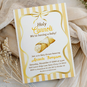 Invitación Dulce Niño Cannoli Italiano Amarillo con Lazo Baby