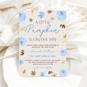 Invitación Dulce Niño de Calabaza Azul Baby Shower