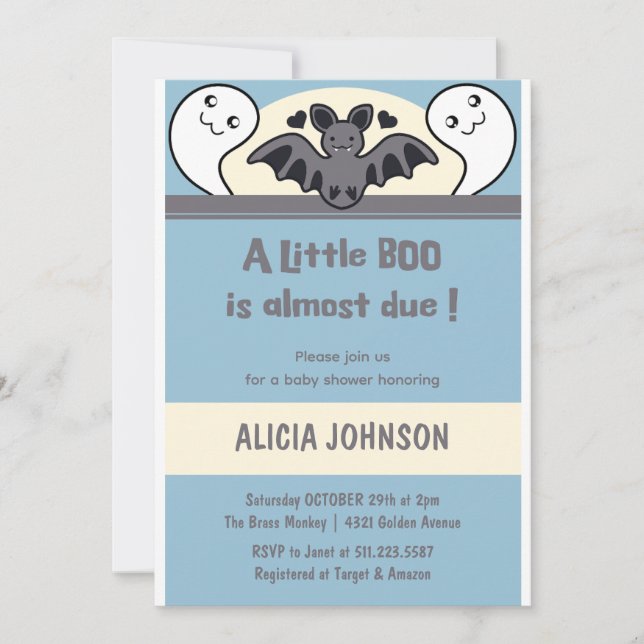 Invitación Dulce niño fantasma Baby shower de Halloween (Anverso)