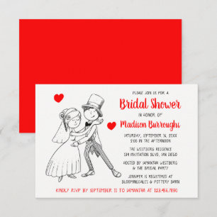 Invitación Dulce Novia Dibujos Animados Rojos Despedida de So
