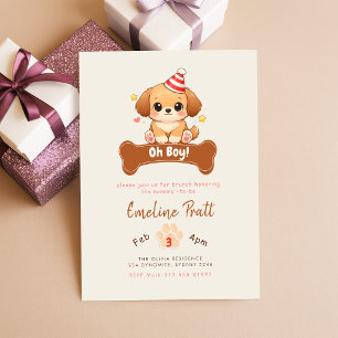 Invitación Dulce Oh Chico Cachorro Bebé Fiesta de Cumpleaños