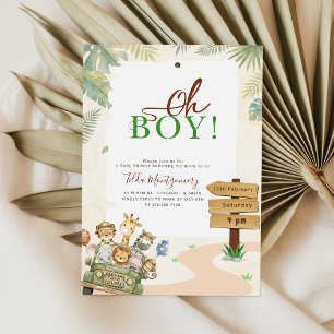 Invitación Dulce Oh Chico Safari Selva Baby Shower