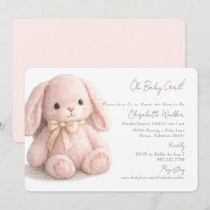 Invitación Dulce Oh Niña Bunny Rosa Baby Shower II