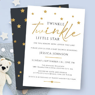 Invitación Dulce Oro Twinkle Twinkle Little Star Baby Shower