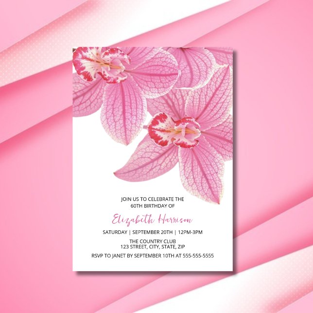 Invitación Dulce Orquídea Rosa Verde Floral Cumpleaños (Subido por el creador)