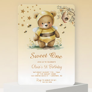 Invitación Dulce Osita Cariño 1er Cumpleaños