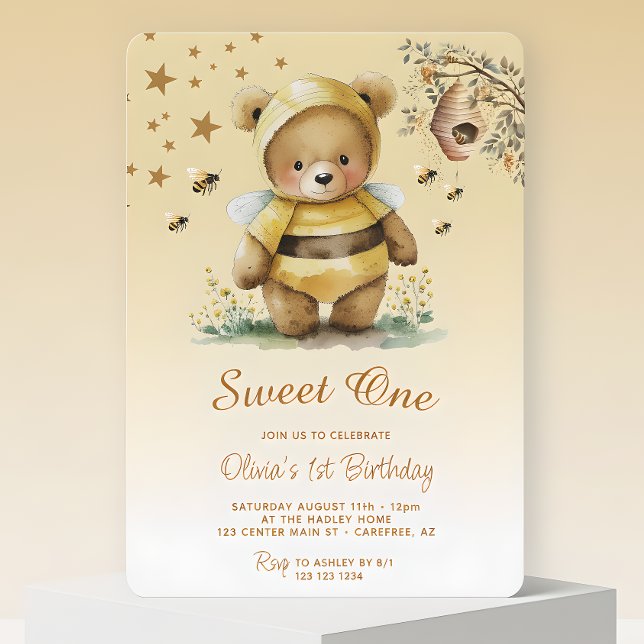 Invitación Dulce Osita Cariño 1er Cumpleaños (Subido por el creador)