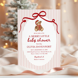 Invitación Dulce osito de Navidad rojo Baby Shower