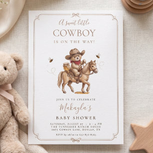 Invitación Dulce Osito Vaquero Oso de Peluche Fiesta de Bebé
