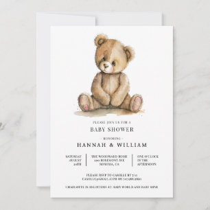 Invitación Dulce Oso de Peluche Baby Shower