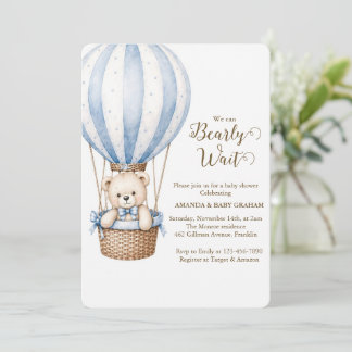 Invitación Dulce Oso de Peluche Baby Shower Apenas Podemos Es