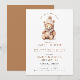 Invitación Dulce Oso de Peluche Invierno Baby Shower