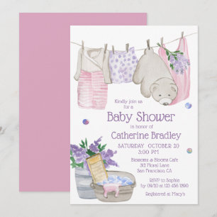 Invitación Dulce Oso Día de Baño Fiesta de Bebé