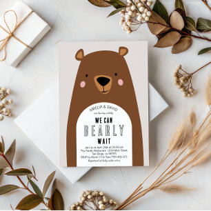 Invitación Dulce Oso Marrón Neutral Baby Shower