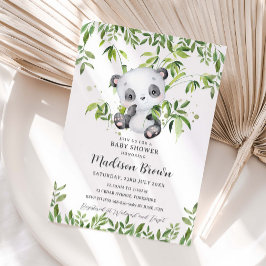Invitación Dulce Oso Panda Bambú Verde Fiesta de Bebé 