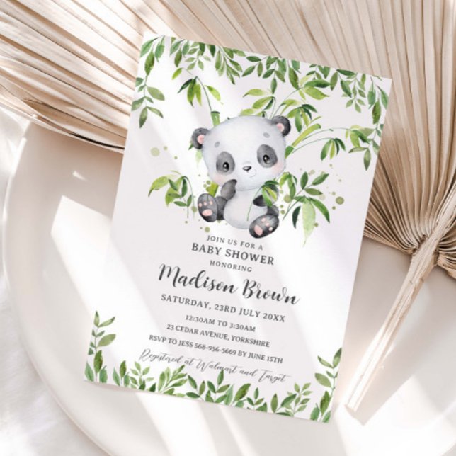 Invitación Dulce Oso Panda Bambú Verde Fiesta de Bebé  (Subido por el creador)