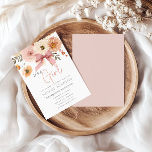 Invitación Dulce Otoño Primavera Floral Es Una Niña Baby Show