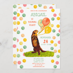 Invitación Dulce Otter Colorful Balloons Cumpleaños