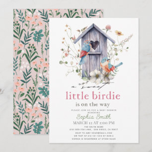 Invitación Dulce Pajarito Casa de Pájaro Niña Baby Shower