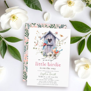 Invitación Dulce Pajarito Casa de Pájaro Niña Baby Shower