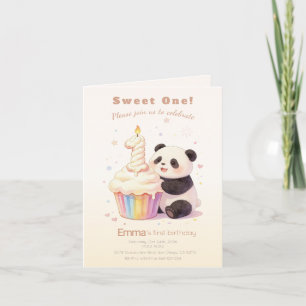 Invitación Dulce Panda de Pastel Cumpleaños 1