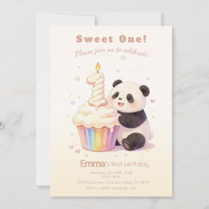 Invitación Dulce Panda de Pastel Cumpleaños Bebé 1