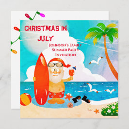 Invitación Dulce Papá Noel Fiesta de Navidad en Verano de Jul