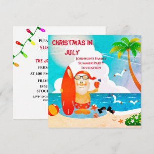 Invitación Dulce Papá Noel Fiesta de Navidad en Verano de Jul