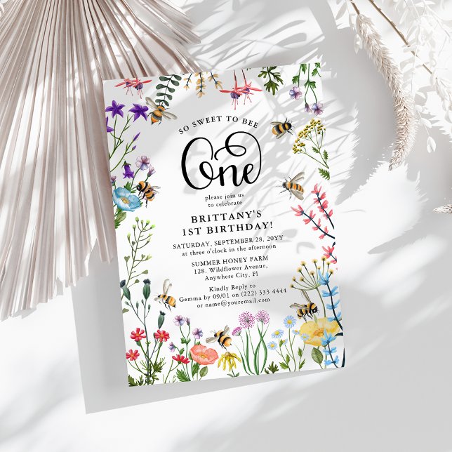 Invitación 'Dulce para Abeja' Cumpleaños 1er de Flores Silves (Subido por el creador)