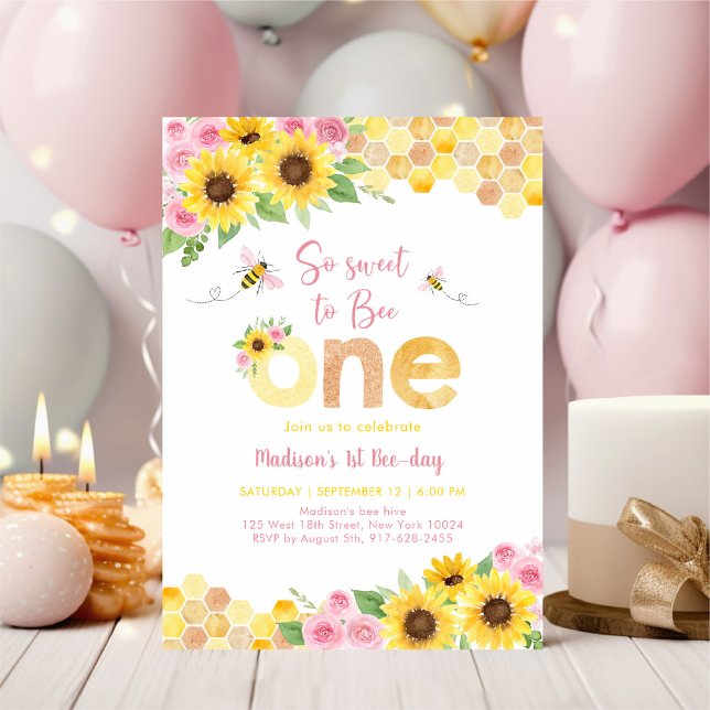 Invitación Dulce para ser un cumpleaños de girasol floral ros (Subido por el creador)