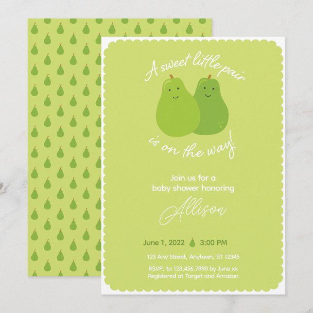 Invitación Dulce pareja de amigos gemelos temáticos Baby Show (Anverso / Reverso)