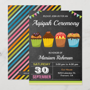 Invitación Dulce pastel Aqeeeqah  Ceremonia Aqiqah