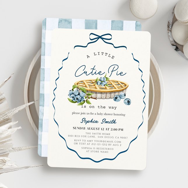 Invitación Dulce Pastel Arco Azul de Arándanos Fiesta de Bebé (Subido por el creador)